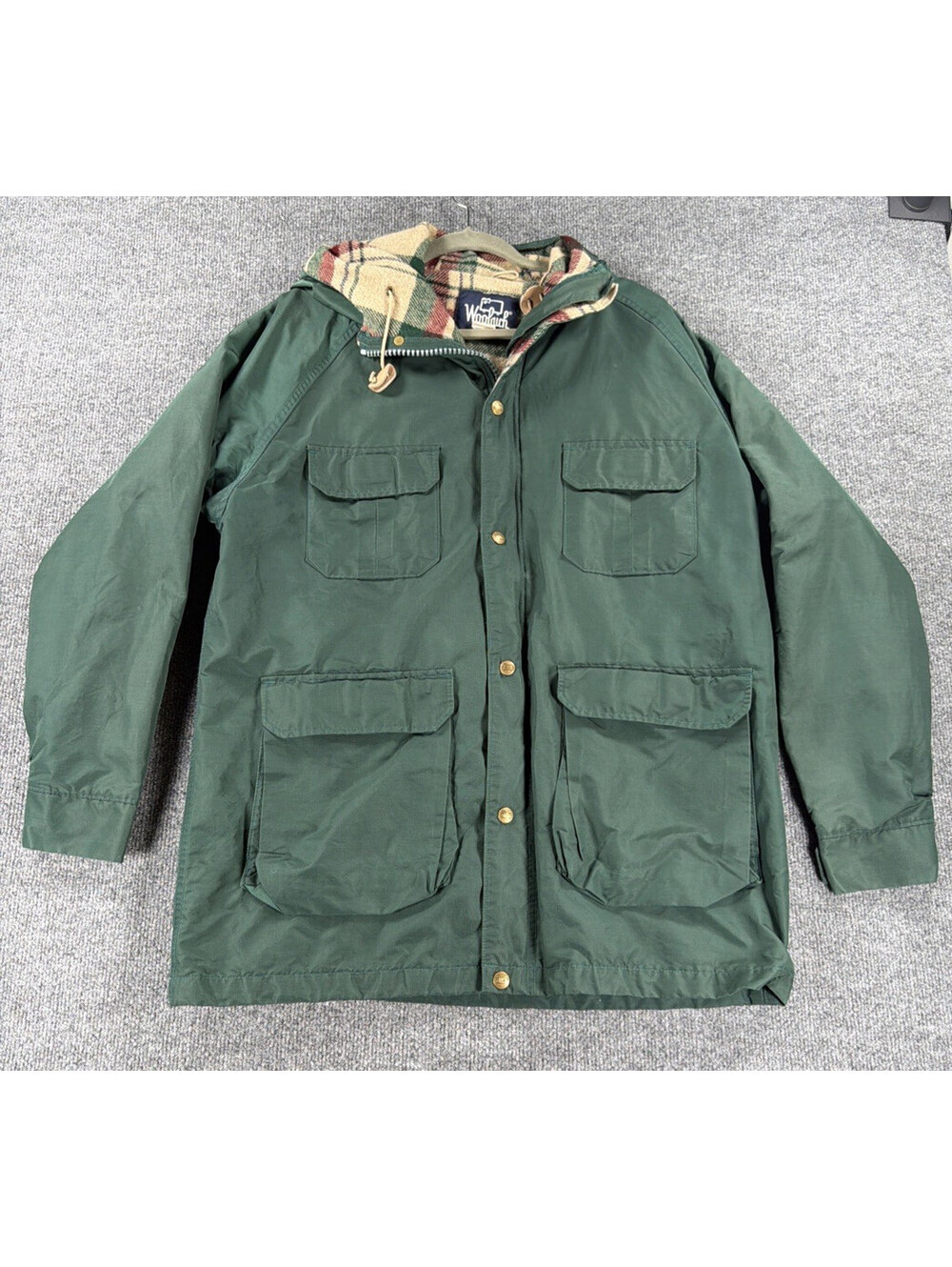 Vintage 80s 90s Woolrich Made in USA Plaid Lined Guide Mountain Coat Jacket- L